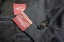 Sartoria Partenopea Blue Plaid Wool 2 Pc Suit Jacket Pants Sz 50L EU BRAND NEW