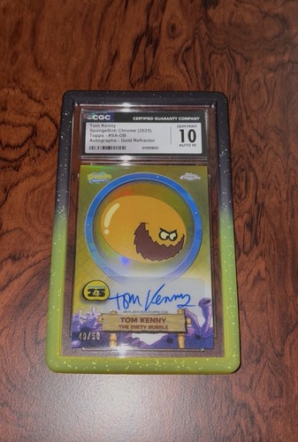 2025 Topps Chrome SpongeBob The Dirty Bubble Tom Kenny Auto /50 Gold CGC 10
