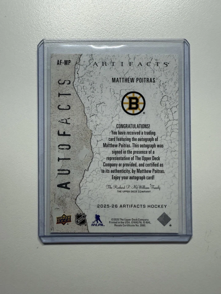 MATTHEW POITRAS 2025-26 ARTIFACTS AUTOFACTS AUTO - Image 2 of 2