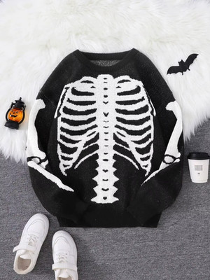 New Popular Autumn and Winter Backbone Jacquard Pattern Pullover Sweater Casual 