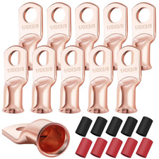XHF 10PCS 1/0 AWG-3/8 Heavy Duty Battery Lugs with 3:1 Heat Shrink Tubing Ul Lis