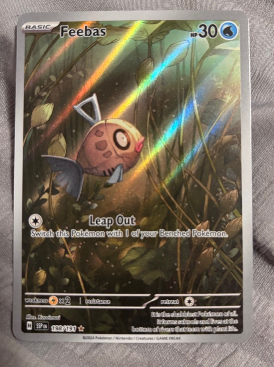 Pokémon Feebas Illustration Rare Full Art Holo SV08 Surging Sparks 198/191