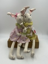 Lg Cottontail Lane Easter Bunny Shelf Sitter Trio 20”H 8”W Stuffed Fabric NWT