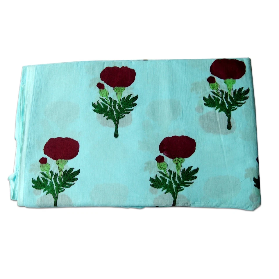 Индийская хлопчатобумажная ткань ручной работы с принтом 5 ярдов Sanganeri Voile для бега - Изображение 3 из 4