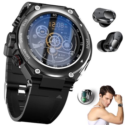 TopePop Smart Watch with Mini Earphones Wireless 2 in 1 Smartwatch