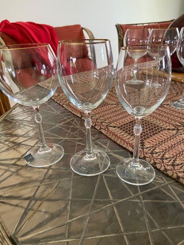 Vintage Lot 14 Christopher Stuart Crystal Wine, Champagne Glasses Gold Rim Czech - Picture 3 of 12