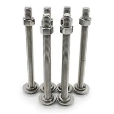 (5 Sets) 5/16-18x5" Stainless Steel Hex Head Screws Bolts, Nuts, Flat & Lock Was