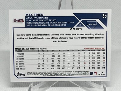 Max Fried 2023 Topps Chrome Xfractor #65 XCJX | eBay