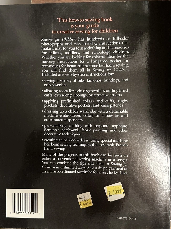 Singer Sewing for Children Softcover Book Vintage 1980's Clothing Handmade - Image 3 of 3