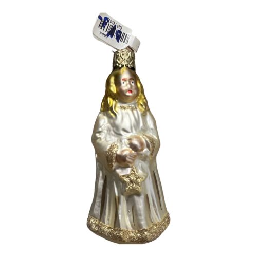 Vintage  Glad Tidings ANGEL Inge-Glas Figural Blown Glass Christmas Ornament - Picture 1 of 4
