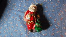 Christmas Ornament Santa with Tree Bag of Toys About 4 1/8 Inch High