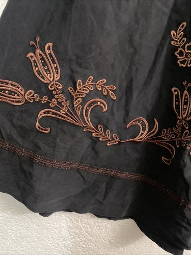 Two Star Dog Skirt Women Size M Brown Silk Blend Embellished Embroidered T32 - Picture 2 of 6