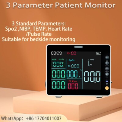 8''screen portable 3parameter NIBP/SPO2/TEMP patient monitor vital signs monitor