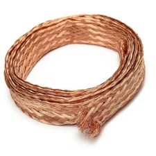 10ft 8mm Flat Copper Braid Cable Bare Copper Braid Wire Ground Lead