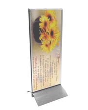4 x 9 Acrylic Sign Holder with Aluminum Base, Double-sided, Bottom Insert - Clea