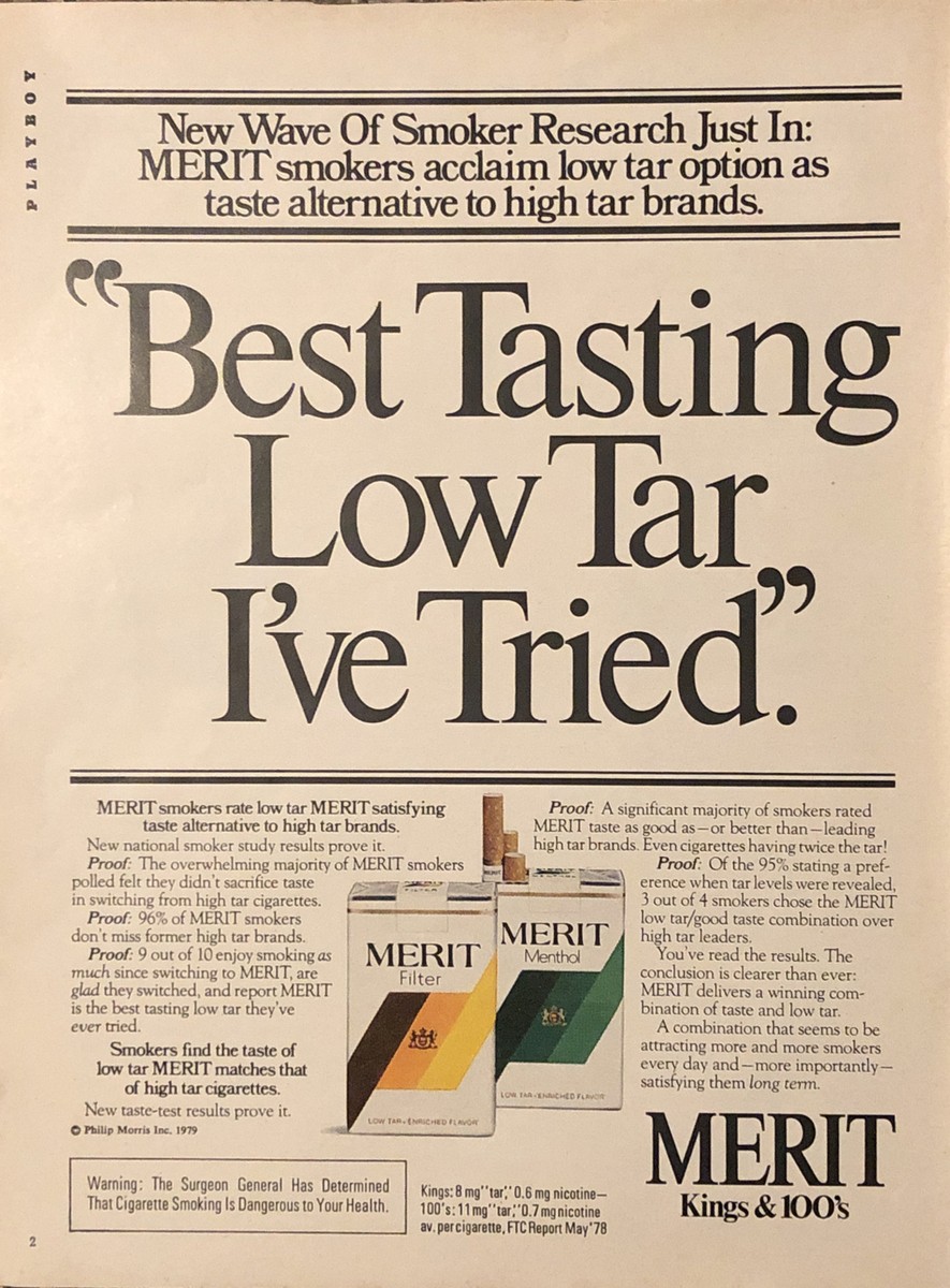 best tasting cigarettes 1979 Merit PRINT AD Blind Taste Test VTG 1970s Low Tar best sweet cigarettes 5 Best