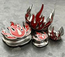 PAIR Red Flames Saddle Ear Spreader Surgical Steel Tunnels Plugs Gauges