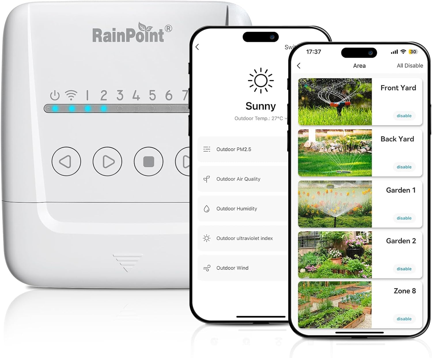 8 Zone Smart WiFi Sprinkler Controller with Local Weather Intelligence