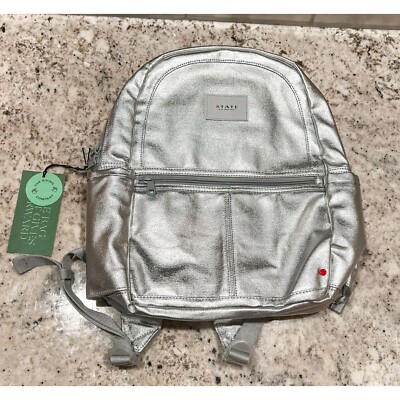 NWT! STATE Bags Silver Metallic Kane Kids Backpack