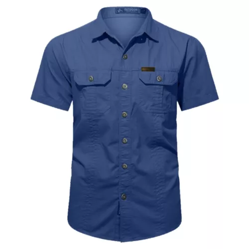 Hombres Camisas de Verano Camisas de Manga Corta Informales Camisa de Playa con Botones con Bolsillo - Imagen 4 de 54