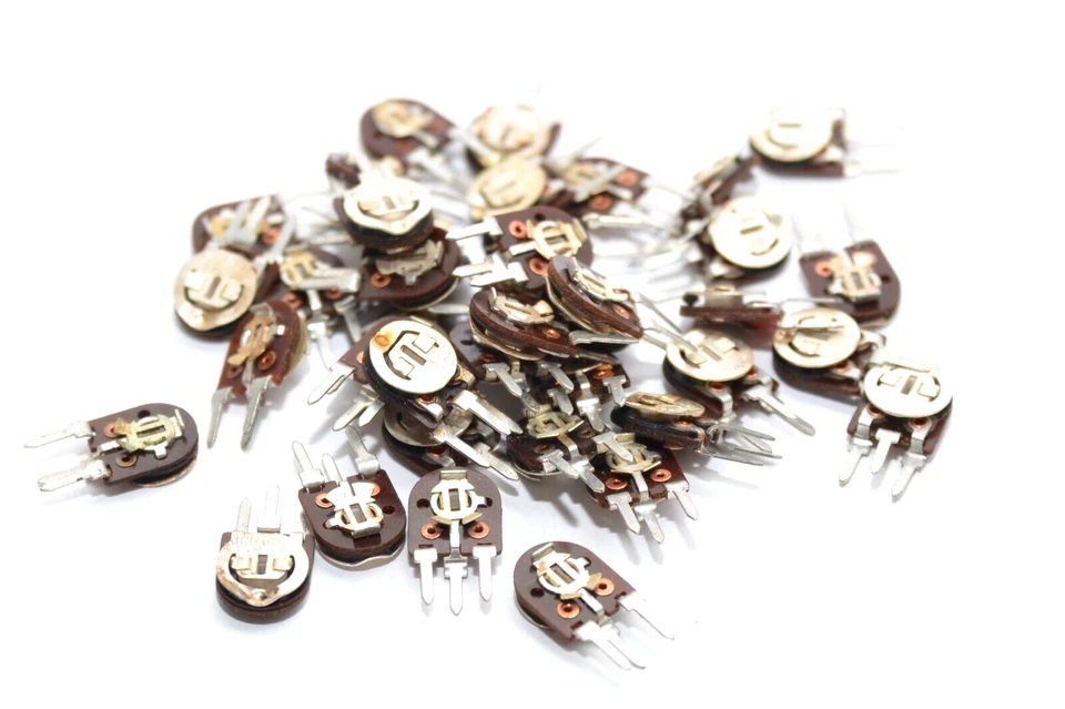 25x Vintage Mini-Trimmer / Potentiometer von Ruwido, 47 kOhm lg., stehend, NOS - Bild 2 von 4