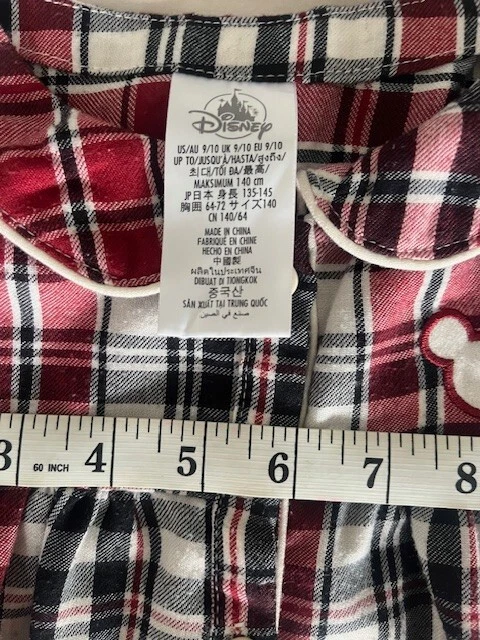 Disney Parks Mickey Mouse 9/10 Navidad Vacaciones Franela Cuadros Vestido de Noche Niña Foto 3 de 4