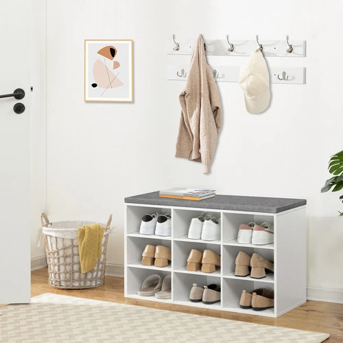 HOOBRO Garderobe Schuhregal Set Schuhbank Schuhregal Sitzbank 80 x 30 x 48 cm - Bild 12 von 19