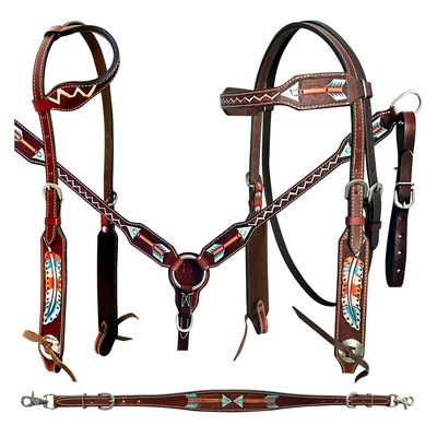 BE Bar H Equine American Leather Horse Saddle Tack One Ear Headstall | Breast