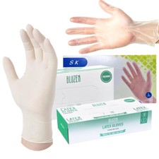 100 Pcs Gloves Latex Powder Free Durable Rubber Cleaning Hand Gloves Size S M L