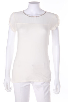 EXPRESS Shortsleeve Blouse Rhinestones S off-white