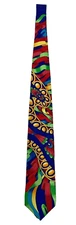 Vintage Rush Limbaugh Designer 100% Silk Vibrant Abstract Art Deco Tie