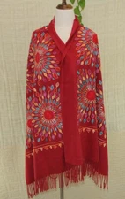 Sale New Embroidered large Vintage Paisley Cashmere Wool Soft Shawl Scarf 925