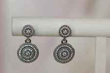New PANDORA 290688cz Retired SterS Radiant Elegance dangle earrings Gift box $80