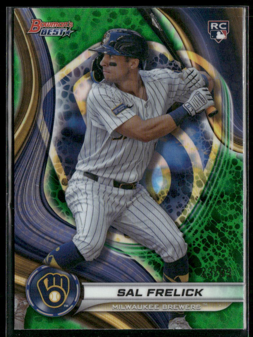 2024 Bowman's Best Sal Frelick Green Refractors #/99 Milwaukee Brewers