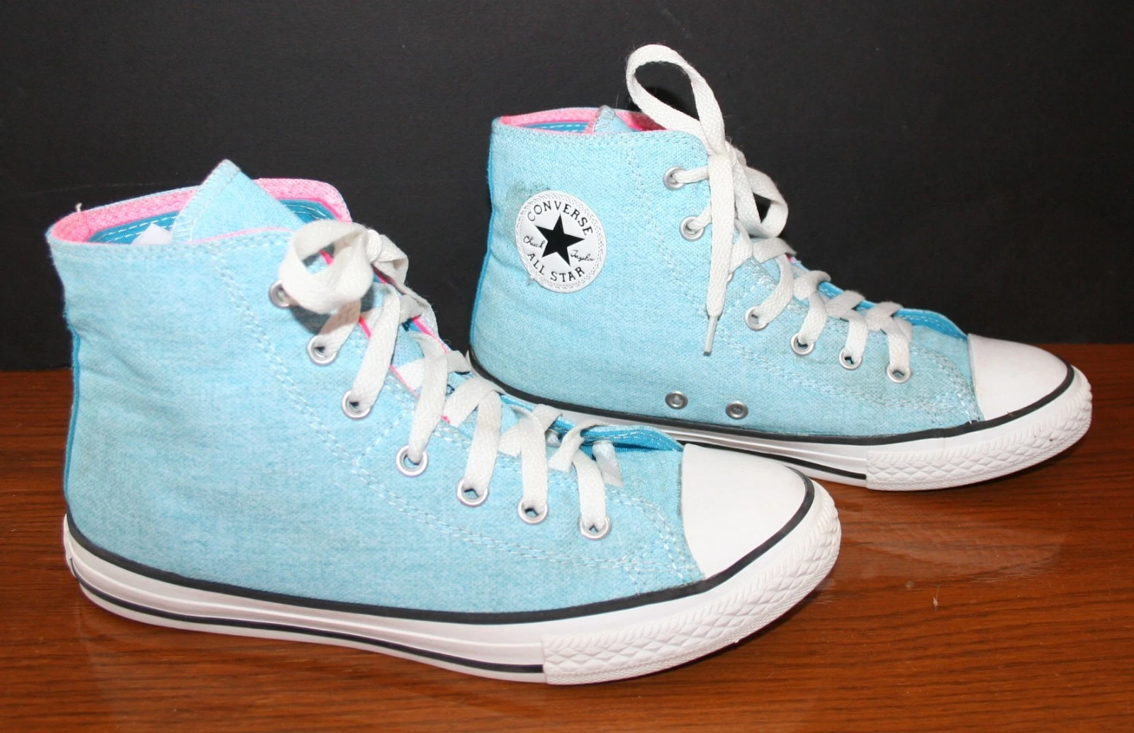 Sneakers vintage anni 80 ragazza Converse Chuck Taylor tela blu polvere metallizzato 4 quasi nuove