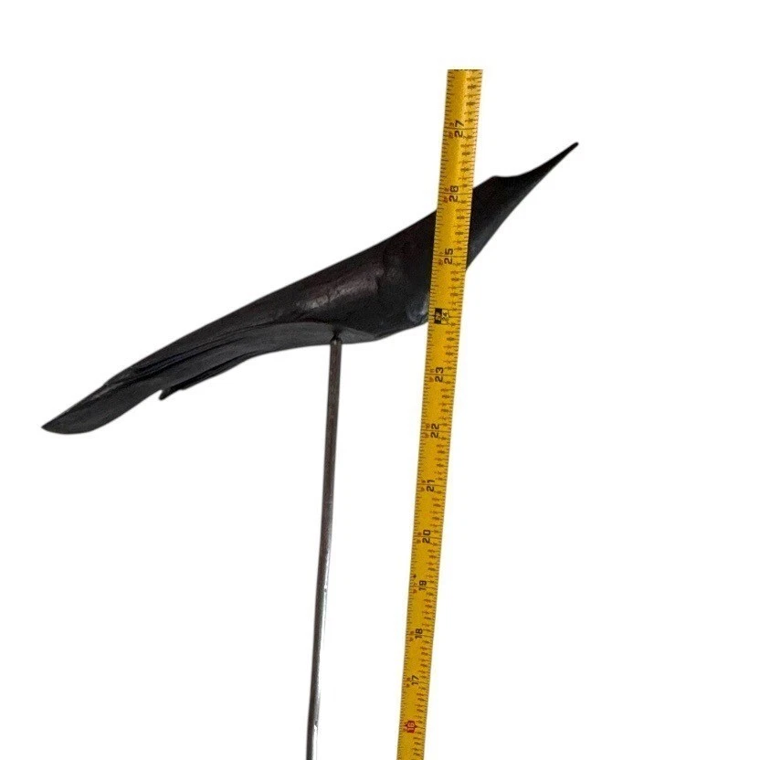Handcrafted Blackbird Sculpture Bird Stone Base Garden Figurine 27" Patio Porch - Image 4 of 4