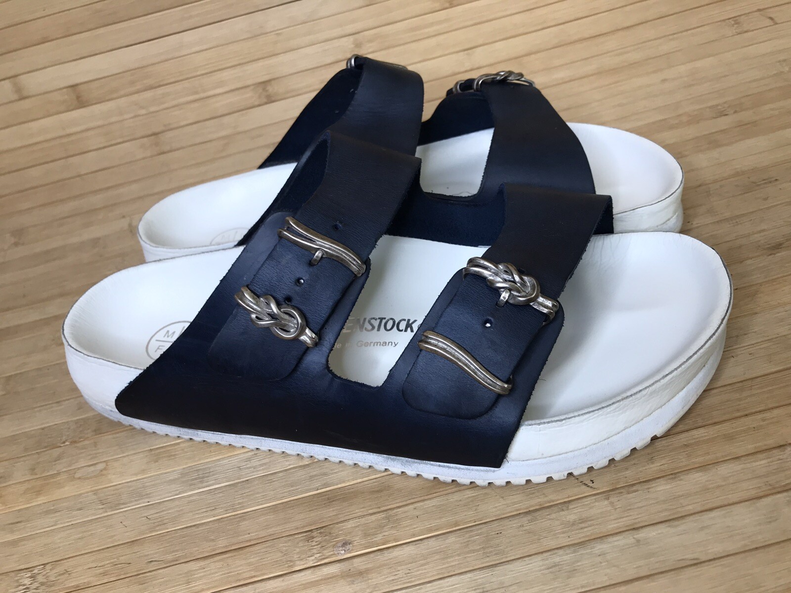 Birkenstock Patrik Muff Arizona Knoten men 10 43 Leather Sandals Navy 925  Silver | eBay