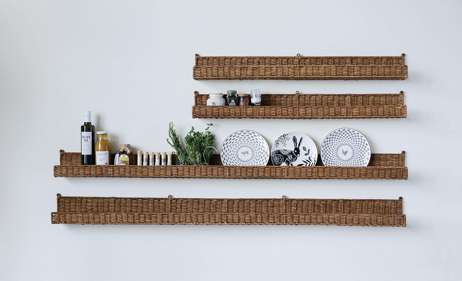 Handwoven Rattan Wall Shelf