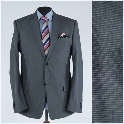 Mens S.OLIVER Sport Coat 44L US Size Plaid Grey Cotton Blazer Jacket