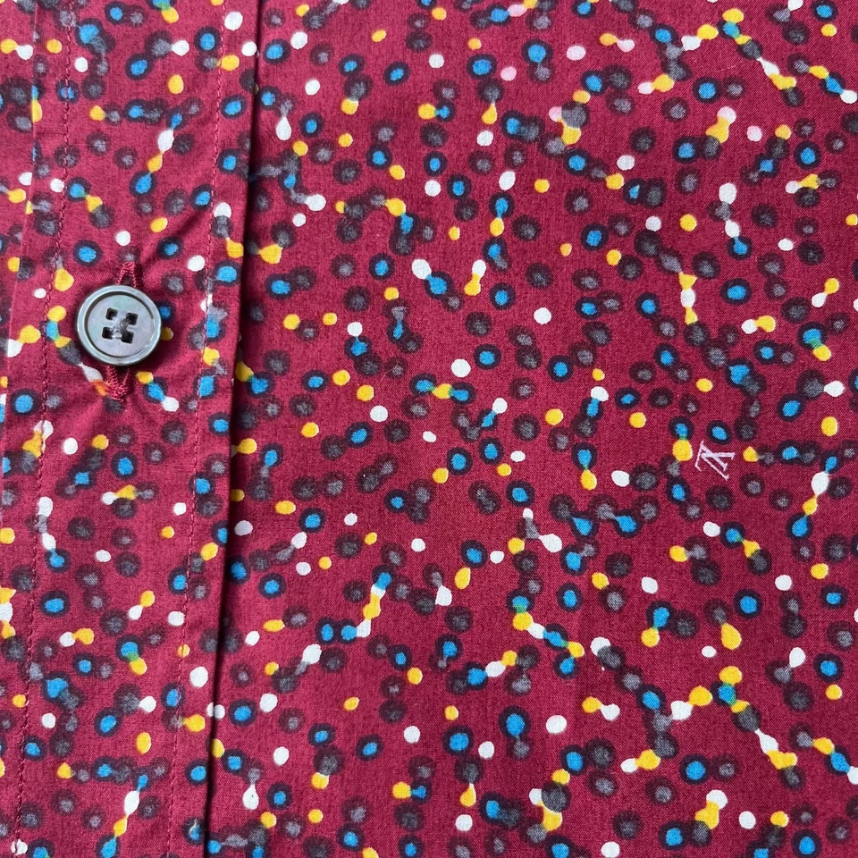 Louis Vuitton Confetti Print Button‑Up Shirt – Burgundy – Size M - Image 3 of 4