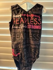 OZONE leotard GYMNASTICS DANCE adult medium AM BCA Breast Cancer Awareness HOPE