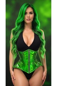 Daisy Top Drawer Green Holo Double Steel Boned Underbust Waist Cincher Corset
