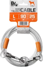 Dog Tie Out Cable 25 Feet - Heavy Duty Dog Lead up to 90 Pounds - Reflective & R