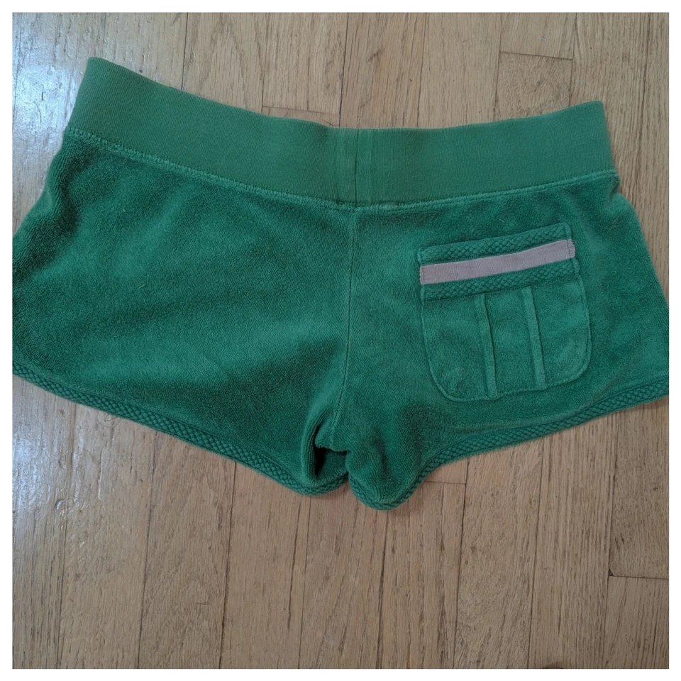 RARE Y2K Juicy Couture Terry Cloth Lime Green Pink Pocket Shorts S - Image 3 of 4