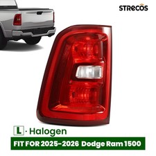 Halogen Tail Light For 2025-2026 Dodge Ram 1500 w/Chrome Bezel Driver Left Side