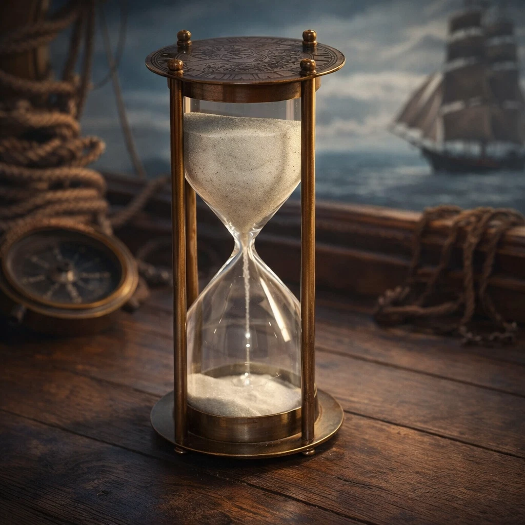 Antique Brass Nautical Sand Timer 6” Vintage Maritime Hourglass with White Sand
Opens in a new windo