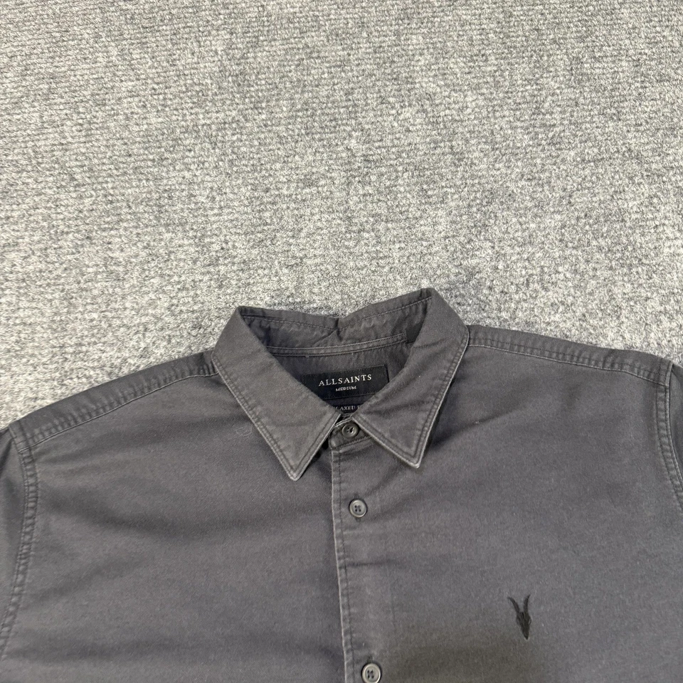 AllSaints Shirt Mens Medium Black Relaxed Fit Long Sleeve Button Front Casual - Image 3 of 4
