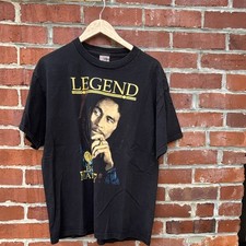 VTG Early 2000 s Zion Rootswear Bob Marley Legend Black Graphic T-Shirt Size L