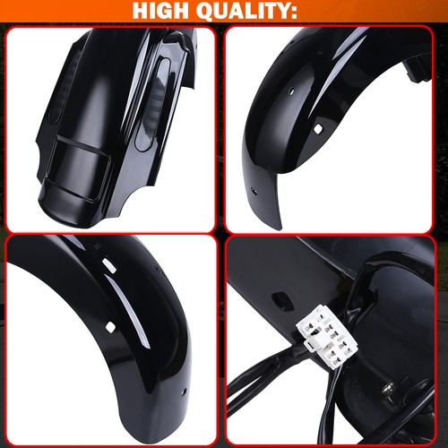 CVO Dual Cut Extended Rear Fender w LED + Wire Harness for Harley ...