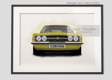 Personalised Ford Cortina Mk3 GT Art illustration Print Poster Classic Car
